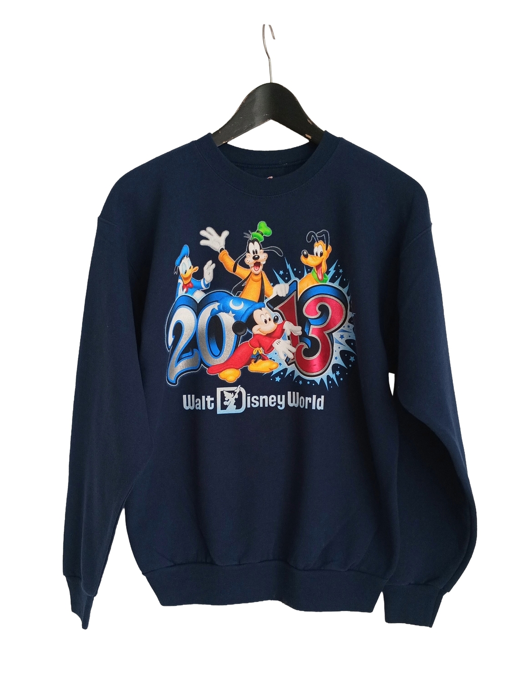 Vintage 2013 Disney World Sorcerer Mickey Blue Sweatshirt Hanes Small